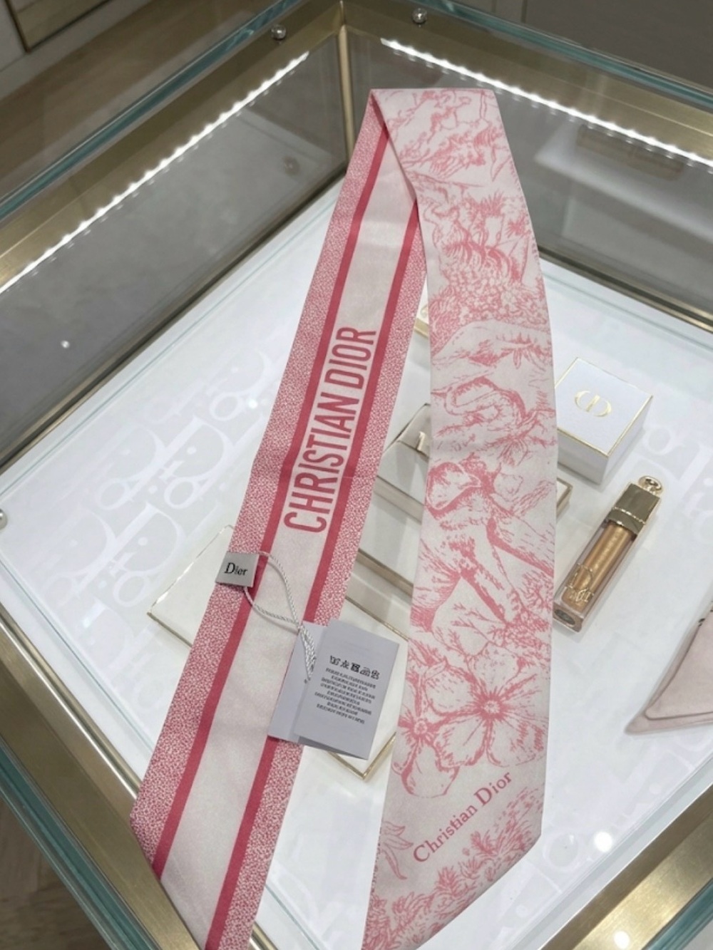 Dior Pink Toile de Jouy Twilly Mitzah Carf 100% Silk new GWP - Picture 1 of 4